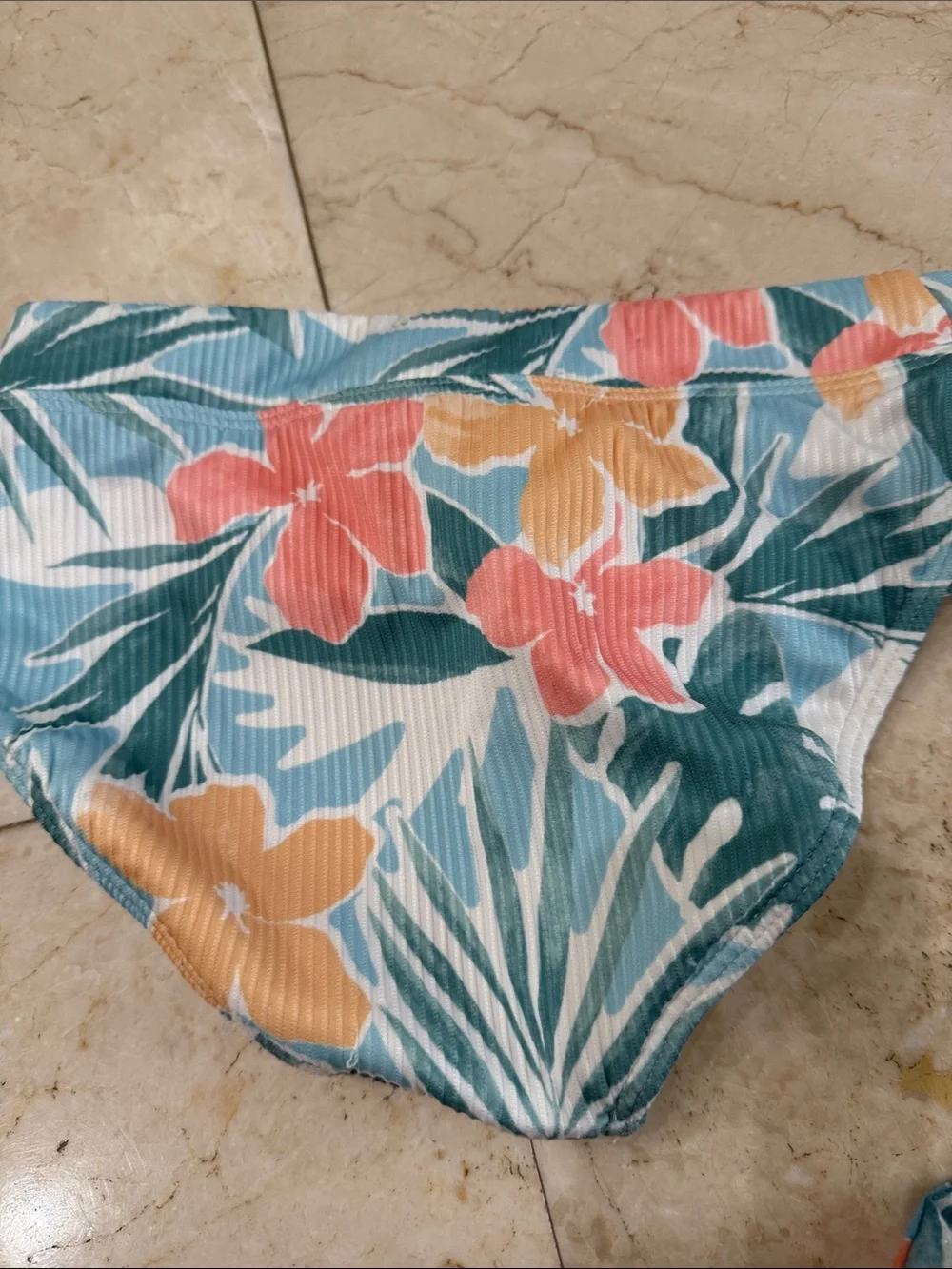 abercrombie kids Floral Teal Blue Orange Yellow Bikini Set with Cover-Up